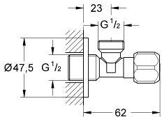 Угловой кран Grohe 1/2″-1/2″